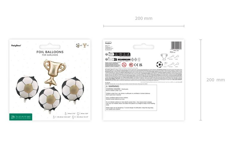 Balony foliowe do girland Puchar z piłkami 33x33cm i 34cm 4szt FB301 PartyDeco